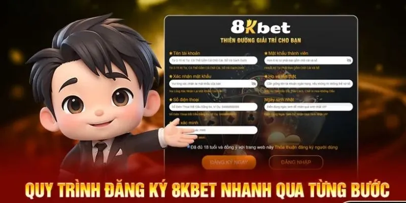 Quy trình đăng ký tài khoản tại nhà cái 8KBET đình đám